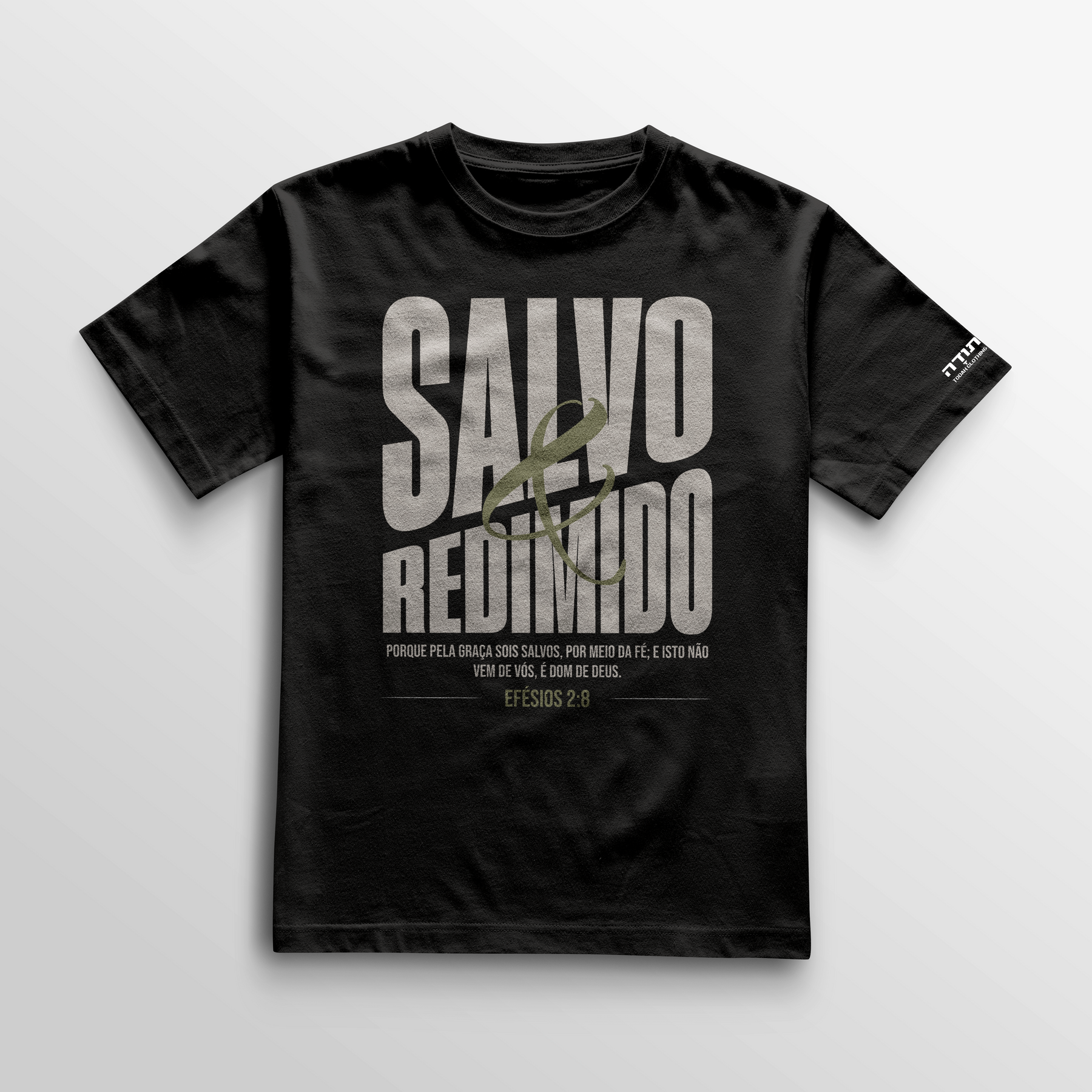 Camiseta Cotton Todah Clothing “Cristo Vive em Mim – Gálatas 2:20 (Gold Edition)”